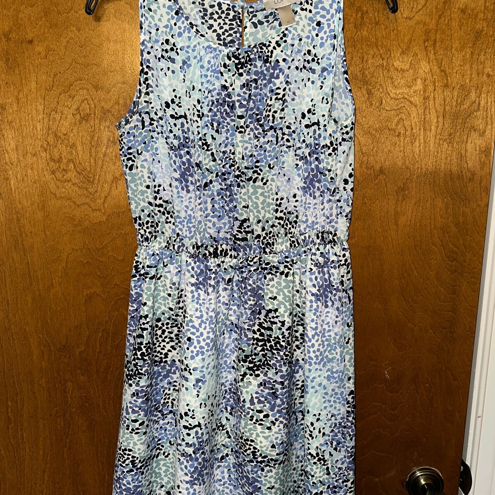 LOFT Blue and White Patterned Mini Dress